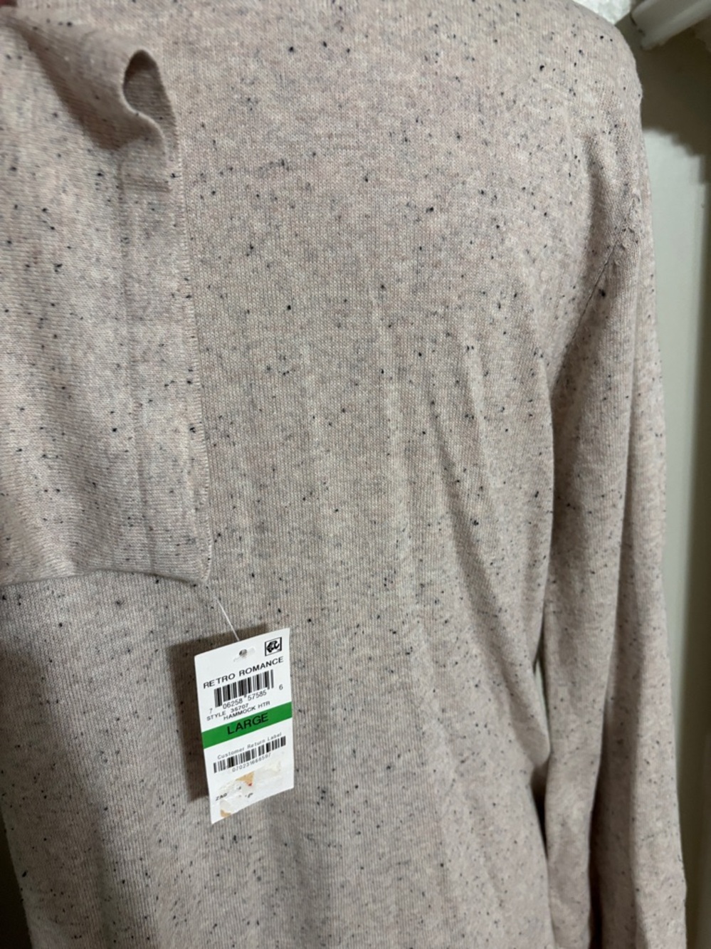 Style & Co Beige V Neck Sweater with Black Lace Trim - Picture 5 of 6